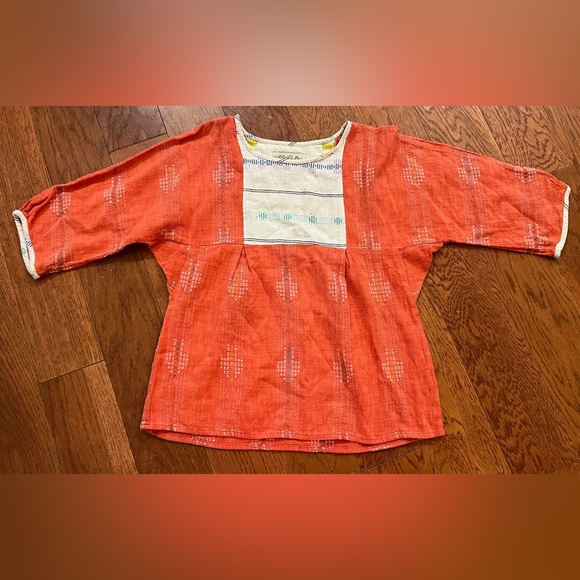 Ace & Jig Orange and Cream Blouse Tee - Picture 1 of 7